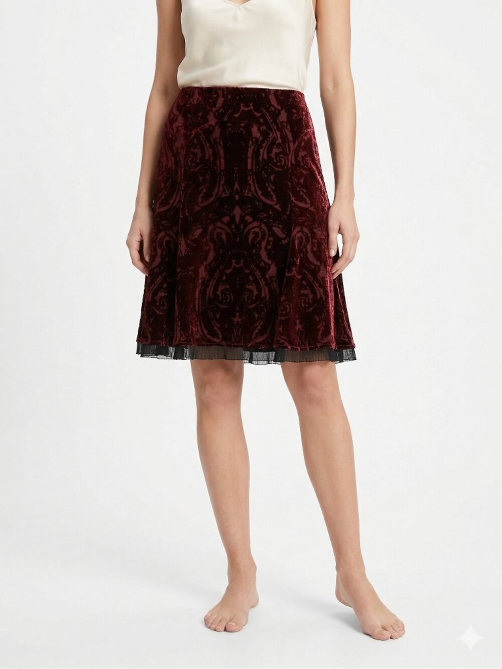 Harold's Skirt Burgundy Burnout Velvet Goth Grunge Whimsigoth Silk Vintage 6